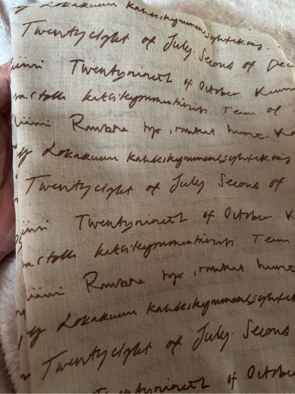Script Print Beige Scarf - Picture 2 of 4